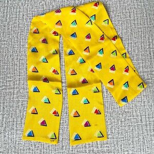 Vintage Liz Claiborne Silk Yellow Geometric Scarf Hair Tie